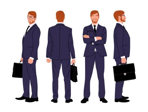 Set of Business man character in different poses. Illustrazione stock