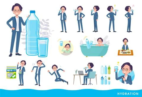 A set of business man drinking water Stock Illustration