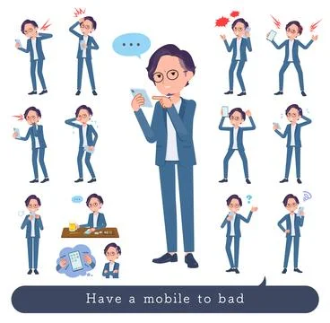 A set of business man to Unhappy using a smartphone Stock Illustration