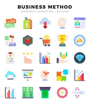 Set of Business Method Icons Flat icons collection. Stock Illustration
