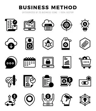 Set of Business Method Icons. Simple Lineal Filled art style icons pack. Stockillustratie