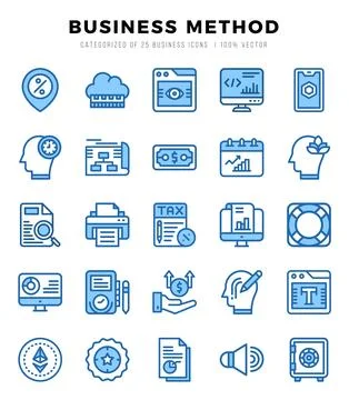 Set of Business Method Icons. Simple Two Color art style icons pack. イラスト素材