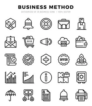 Set of Business Method Icons. Simple Lineal art style icons pack. Stockillustratie