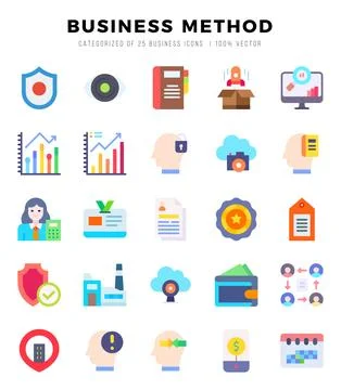 Set of Business Method Icons. Simple Flat art style icons pack. Vector illu.. Stock Illustration