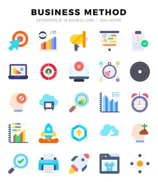 Set of Business Method Icons. Simple Flat art style icons pack. Vector illu.. 스톡 일러스트