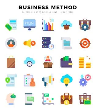 Set of Business Method Icons. Simple Flat art style icons pack. Vector illu.. Stock Illustration