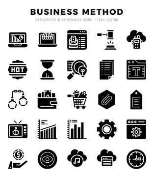 Set of Business Method Icons. Simple line art style icons pack. Stock Illustration