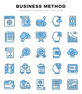 Set of Business Method Icons Two Color icons collection. Stock Illustration