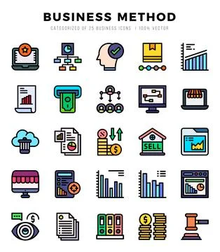 Set of Business Method icons. Vector Illustration. Stock Illustration
