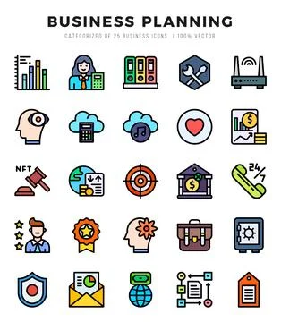 Set of Business Planning icons. Vector Illustration. Stock Illustration