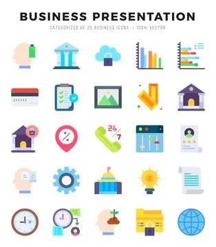 Set of Business Presentation icons in Flat style. High quality Flat Icons s.. Stock Illustration