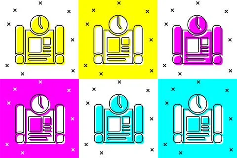 Set Business project time plan icon isolated on color background. Vector Stock Illustration