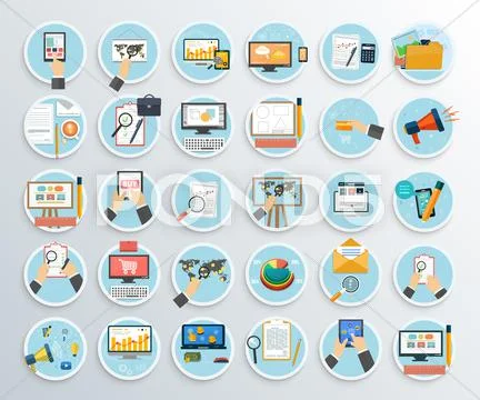 Set of Business Promotion, Internet Shopping Stock Illustration