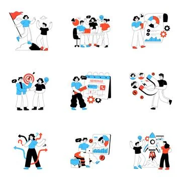 Set of Business Startup Flat Illustrations Stock Illustration