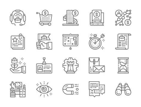Set of Business Strategy Line Icons. Hourglass, Algorithm, Certificate and more. Stock Illustration