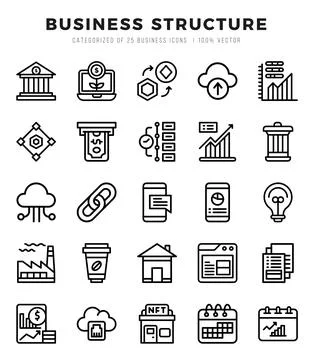 Set of Business Structure Icons. Simple Lineal art style icons pack. Stock Illustration