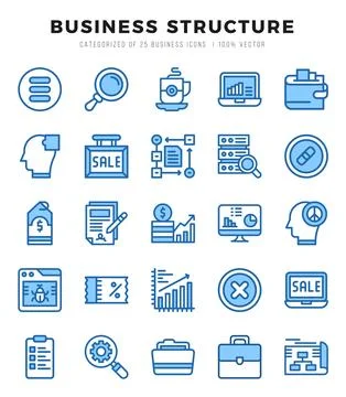 Set of Business Structure Icons. Simple line art style icons pack. Stockillustratie