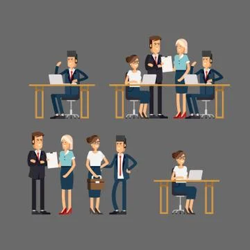 Set of business team Stock Illustration