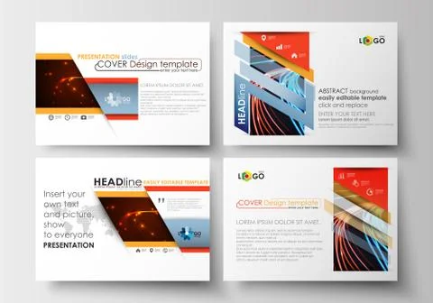 Set of business templates for presentation slides. Easy editable flat layouts Stock Illustration
