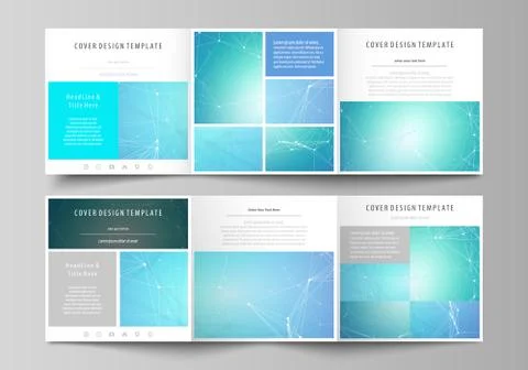 Set of business templates for tri fold square design brochures. Leaflet cover Illustrazione stock