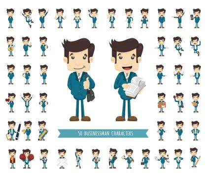 Set of businessman character Stock Illustration