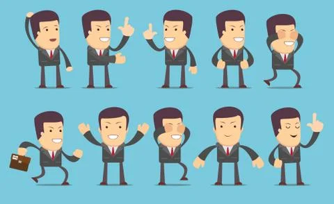 Set of businessman characters Stock Illustration