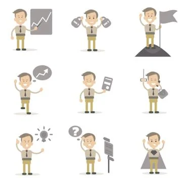 Set of Businessman Characters Stock Illustration