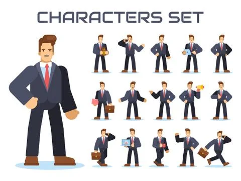 Set of businessman characters Stock Illustration