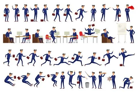 Set of businessman characters poses , eps10 vector format Stock Illustration
