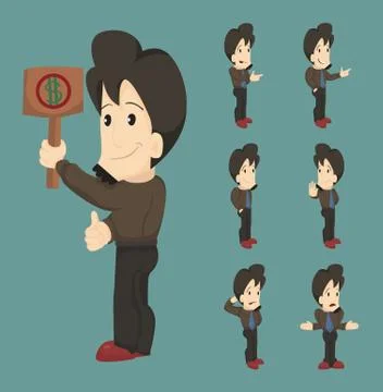 Set of businessman characters poses Stock Illustration