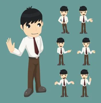 Set of businessman characters poses Stock Illustration