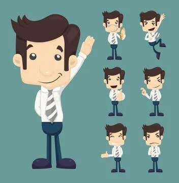 Set of businessman characters poses Stock Illustration