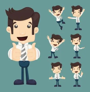 Set of businessman characters poses Stockillustratie