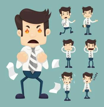 Set of businessman characters poses Stockillustratie