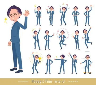 A set of businessman in a cheerful pose Stock Illustration