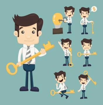 Set of businessman with key Stock Illustration