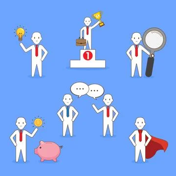 Set of Businessman With Various Pose Stock Illustration