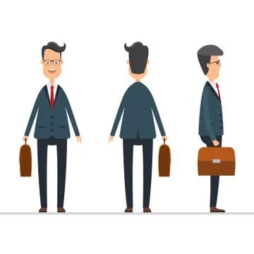 Set of businessmans in different positions vector illustration in flat design Stock Illustration