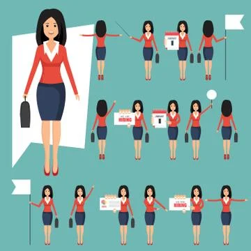 Set of businesswomans in different positions vector illustration Stock Illustration