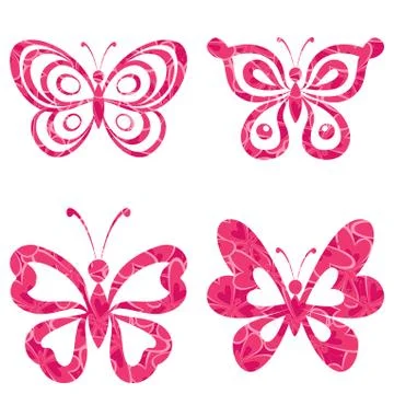 Set butterflies with pattern Stock Illustration