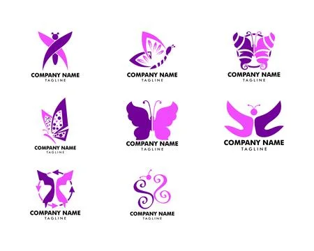 Set of Butterfly Logo Template Stock Illustration