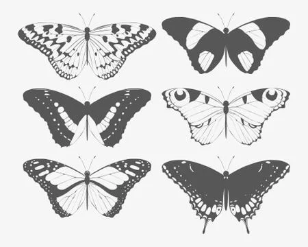 Set of butterfly silhouettes Stock Illustration