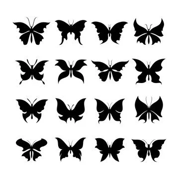 Set Of Butterfly Silhouettes Vector Stock Illustration