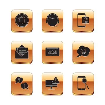 Set Button chat notification, Question and Exclamation, Monitor with exclamation Stock Illustration