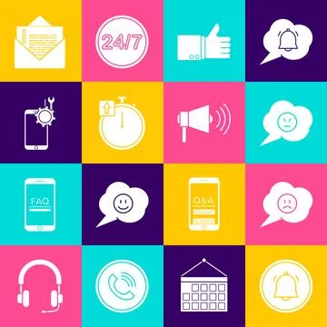 Set Button chat notification, Speech bubble with sad smile, angry, Hand thu.. Stock Illustration