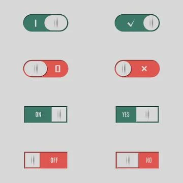 A set of buttons and switches, vector illustration. Illustrazione stock