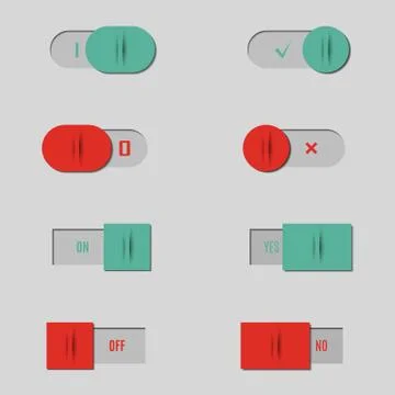 Set of buttons and switches, vector illustration. Stockillustratie