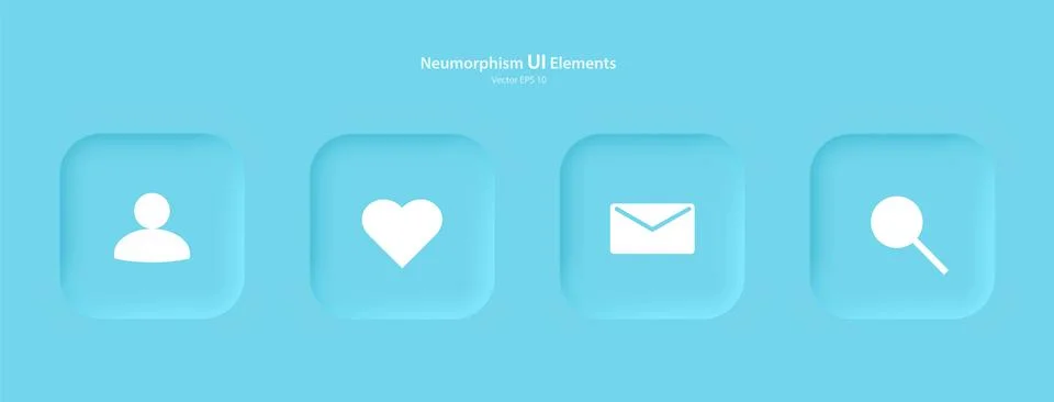 Set of buttons for designing user interface in blue. Elements, icons for mobile Stock Illustration