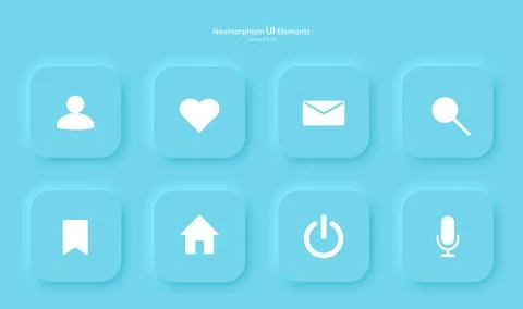 Set of buttons for designing user interface in blue. Elements, icons for mobile Illustrazione stock