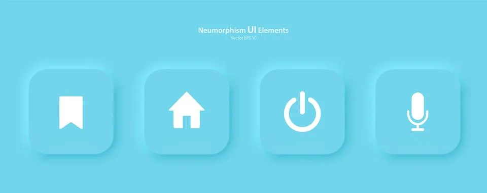 Set of buttons for designing user interface in blue. Elements for mobile devices Stock Illustration